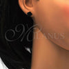 Stainless Steel Stud Earring, Flower Design, with Black Crystal, Polished, Golden Finish, 02.271.0020.9
