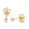 Oro Laminado Stud Earring, Gold Filled Style with White Cubic Zirconia, Polished, Golden Finish, 02.63.2644