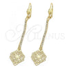 Oro Laminado Long Earring, Gold Filled Style Leaf Design, with  Cubic Zirconia, Golden Finish, 5.075.010