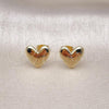 Oro Laminado Stud Earring, Gold Filled Style Heart Design, Polished, Golden Finish, 02.213.0623