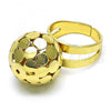 Oro Laminado Elegant Ring, Gold Filled Style Ball and Disco Design, Polished, Golden Finish, 01.383.0004