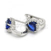 Sterling Silver Huggie Hoop, Heart Design, with Sapphire Blue and White Cubic Zirconia, Polished,, 02.186.0061.15