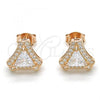 Sterling Silver Stud Earring, with White Cubic Zirconia, Polished, Rose Gold Finish, 02.285.0085