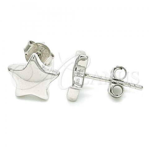 Sterling Silver Stud Earring, Star Design, Polished, Rhodium Finish, 02.369.0017