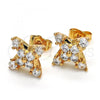 Oro Laminado Stud Earring, Gold Filled Style with White Cubic Zirconia, Polished, Golden Finish, 02.323.0023