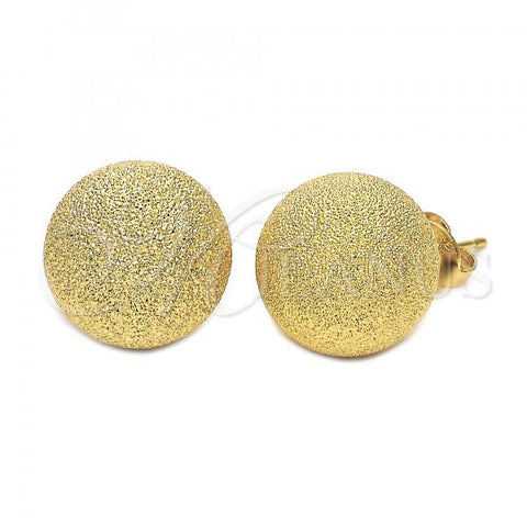 Oro Laminado Stud Earring, Gold Filled Style Ball Design, Matte Finish, Golden Finish, 5.128.005