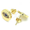 Oro Laminado Stud Earring, Gold Filled Style with Multicolor Micro Pave, Polished, Golden Finish, 02.156.0444.2