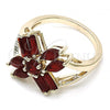 Oro Laminado Multi Stone Ring, Gold Filled Style with Ruby Cubic Zirconia, Polished, Golden Finish, 01.210.0095.1.08 (Size 8)