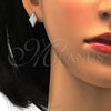 Sterling Silver Earring and Pendant Adult Set, with White Micro Pave, Polished, Rhodium Finish, 10.174.0240