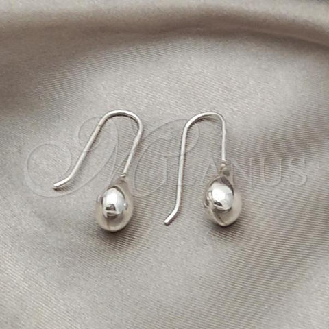 Sterling Silver Long Earring, Hollow Design, Polished, Silver Finish, 02.407.0016