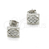 Sterling Silver Stud Earring, with White Cubic Zirconia, Polished, Rhodium Finish, 02.285.0009