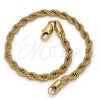 Gold Tone Basic Bracelet, Rope Design, Polished, Golden Finish, 04.242.0040.08GT