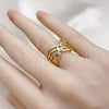 Oro Laminado Elegant Ring, Gold Filled Style Paperclip Design, Polished, Golden Finish, 01.60.0012