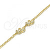Oro Laminado Fancy Bracelet, Gold Filled Style with White Crystal, Polished, Golden Finish, 03.168.0006.07