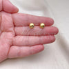 Oro Laminado Stud Earring, Gold Filled Style Ball Design, Polished, Golden Finish, 02.342.0322