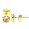 Oro Laminado Stud Earring, Gold Filled Style with Garnet Micro Pave, Polished, Golden Finish, 02.156.0478.2