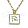 Oro Laminado Fancy Pendant, Gold Filled Style Love Design, White Enamel Finish, Golden Finish, 05.341.0055