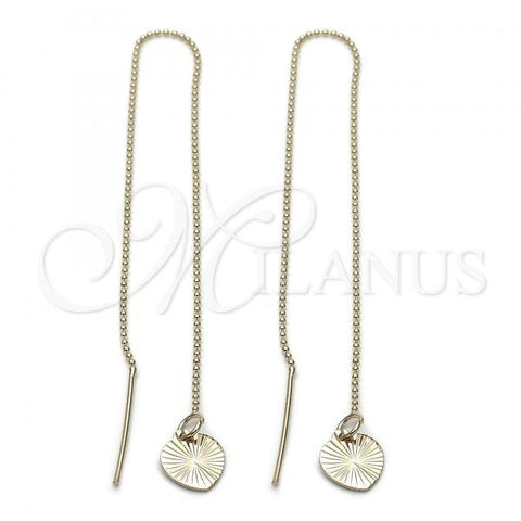 Oro Laminado Threader Earring, Gold Filled Style Heart Design, Golden Finish, 5.116.006