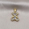 Oro Laminado Fancy Pendant, Gold Filled Style Teddy Bear Design, with White Cubic Zirconia, Polished, Golden Finish, 05.342.0179