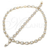 Oro Laminado Necklace and Bracelet, Gold Filled Style Heart Design, with White Cubic Zirconia, Polished, Golden Finish, 06.284.0005
