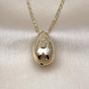 Oro Laminado Fancy Necklace, Gold Filled Style Teardrop and Guadalupe Design, Polished, Golden Finish, 04.253.0023.18