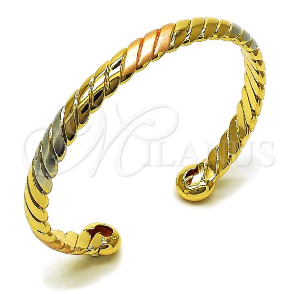 Oro Laminado Individual Bangle, Gold Filled Style Polished, Tricolor, 07.170.0056.1