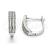 Sterling Silver Huggie Hoop, with White Micro Pave, Polished, Rhodium Finish, 02.175.0044.15
