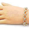 Oro Laminado Fancy Bracelet, Gold Filled Style Rolo and Hollow Design, Polished, Golden Finish, 03.415.0021.08