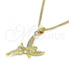 Oro Laminado Pendant Necklace, Gold Filled Style Angel Design, with White Micro Pave, Polished, Golden Finish, 04.156.0446.20