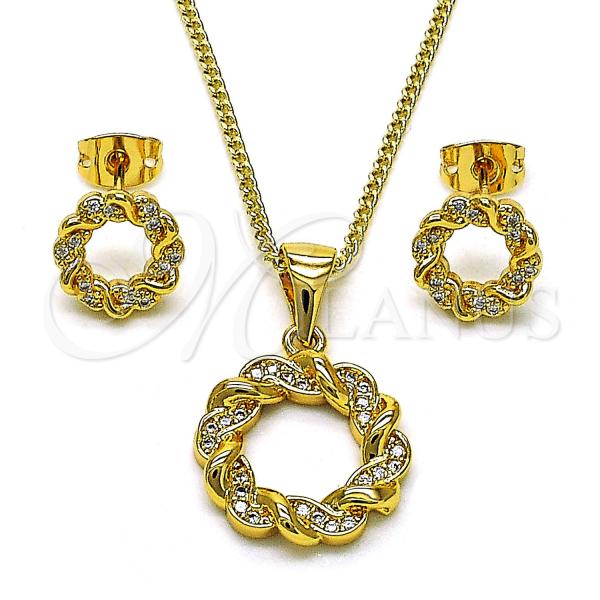 Oro Laminado Earring and Pendant Adult Set, Gold Filled Style Polished, Golden Finish, 10.342.0165