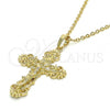 Oro Laminado Religious Pendant, Gold Filled Style Crucifix Design, Polished, Golden Finish, 05.213.0033