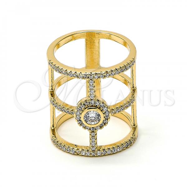 Oro Laminado Multi Stone Ring, Gold Filled Style with White Micro Pave and White Cubic Zirconia, Polished, Golden Finish, 01.155.0037.07 (Size 7)