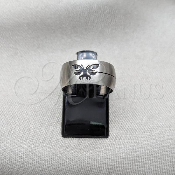 Stainless Steel Mens Ring, Butterfly Design, Matte Finish, Steel Finish, 01.63.0606.04