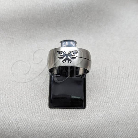 Stainless Steel Mens Ring, Butterfly Design, Matte Finish, Steel Finish, 01.63.0606.04