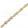 Oro Laminado Tennis Bracelet, Gold Filled Style Teardrop Design, with White Cubic Zirconia, Polished, Golden Finish, 03.213.0052.08