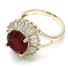Oro Laminado Multi Stone Ring, Gold Filled Style with Ruby and White Cubic Zirconia, Polished, Golden Finish, 01.210.0103.1.07 (Size 7)