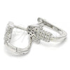 Sterling Silver Huggie Hoop, Hand of God Design, with White Cubic Zirconia, Polished, Rhodium Finish, 02.336.0062.10