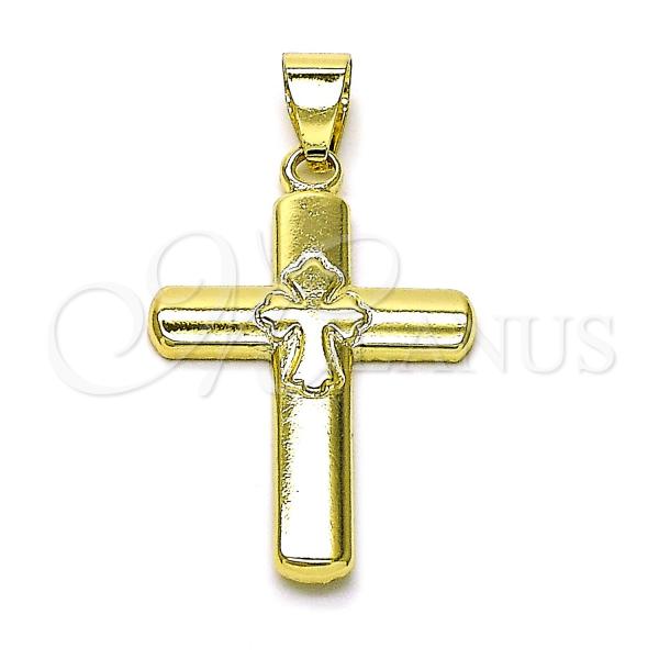 Oro Laminado Religious Pendant, Gold Filled Style Cross Design, Polished, Golden Finish, 05.213.0151