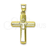 Oro Laminado Religious Pendant, Gold Filled Style Cross Design, Polished, Golden Finish, 05.213.0151