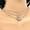 Oro Laminado Pendant Necklace, Gold Filled Style Elephant Design, with White Cubic Zirconia and White Micro Pave, Polished, Golden Finish, 04.213.0123.16