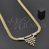 Oro Laminado Fancy Necklace, Gold Filled Style with White Cubic Zirconia, Polished, Golden Finish, 5.011.005