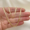 Oro Laminado Basic Necklace, Gold Filled Style Mariner Design, Polished, Golden Finish, 04.213.0134.20