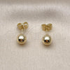 Oro Laminado Stud Earring, Gold Filled Style Ball Design, Polished, Golden Finish, 5.128.011.1