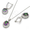 Sterling Silver Earring and Pendant Adult Set, with White Cubic Zirconia and White Micro Pave, Polished, Rhodium Finish, 10.186.0019