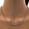 Rhodium Plated Basic Necklace, Rope Design, Polished, Rhodium Finish, 04.64.0001.1.16