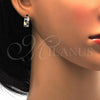 Oro Laminado Huggie Hoop, Gold Filled Style with Sapphire Blue and White Crystal, Polished, Golden Finish, 02.165.0129.5