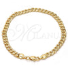 Gold Tone Basic Bracelet, Pave Cuban Design, Polished, Golden Finish, 04.242.0037.09GT