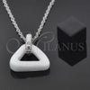 Stainless Steel Pendant Necklace, White Resin Finish, Steel Finish, 04.113.0022.18