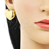 Oro Laminado Stud Earring, Gold Filled Style Heart Design, Polished, Golden Finish, 02.368.0103
