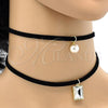 Oro Laminado Fancy Necklace, Gold Filled Style Choker and Ball Design, with White Crystal and Ivory Pearl, Polished, Golden Finish, 04.215.0020.3.13